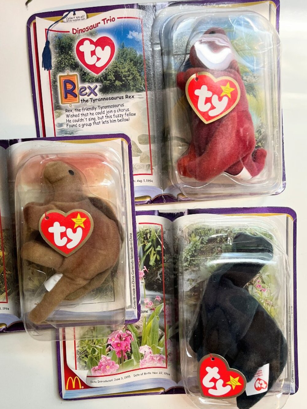 Vintage 1999 TY teenie beanie babies Dinosaur Trio